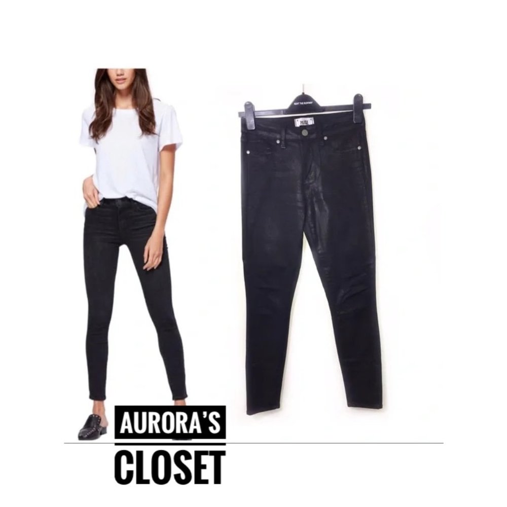 Paige 25 Hoxton Black Metallic Ankle Jeans Skinny